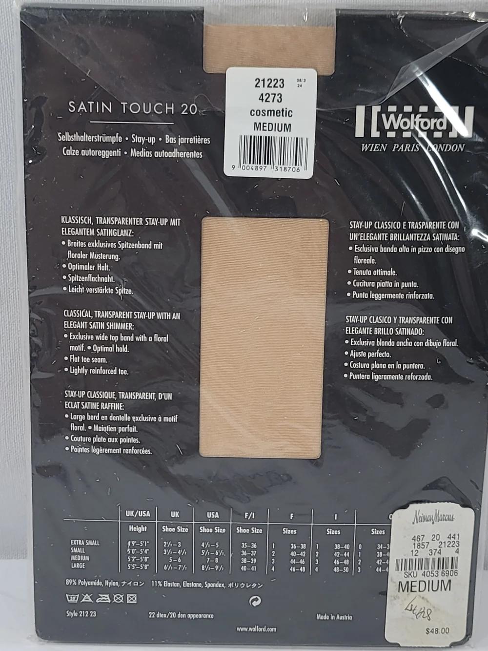 Wolford Black Satin Touch 20 Lace-Top Thigh Highs